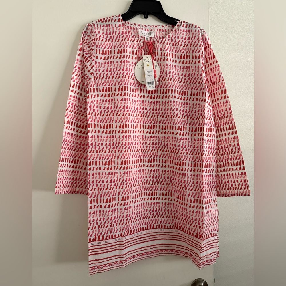 NWT NVELOP SUN Uv Protectant Printed Tunic Cover-up L Blocks 96% of UVA & UVB